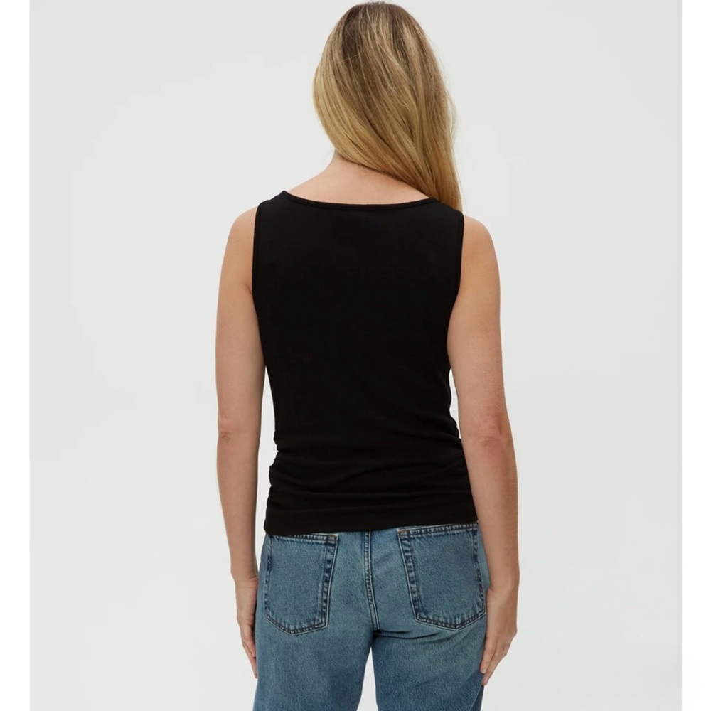 Michael Stars Black Coco Ruched Ribbed Boatneck Tank Size Small - Picture 4 of 13